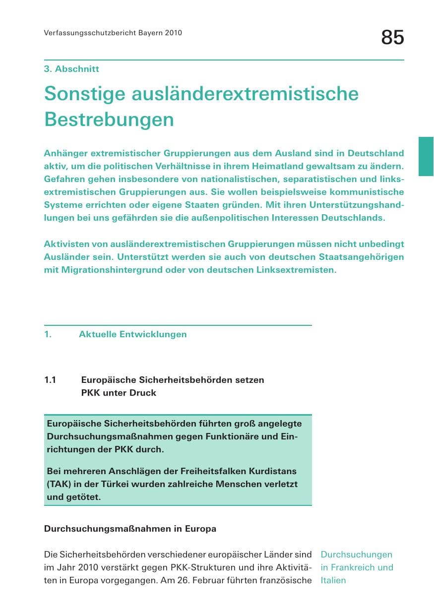 Seite 87 des Verfassungsschutzbericht 2010 Bayern