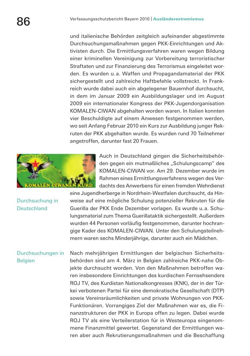 Seite 88 des Verfassungsschutzbericht 2010 Bayern