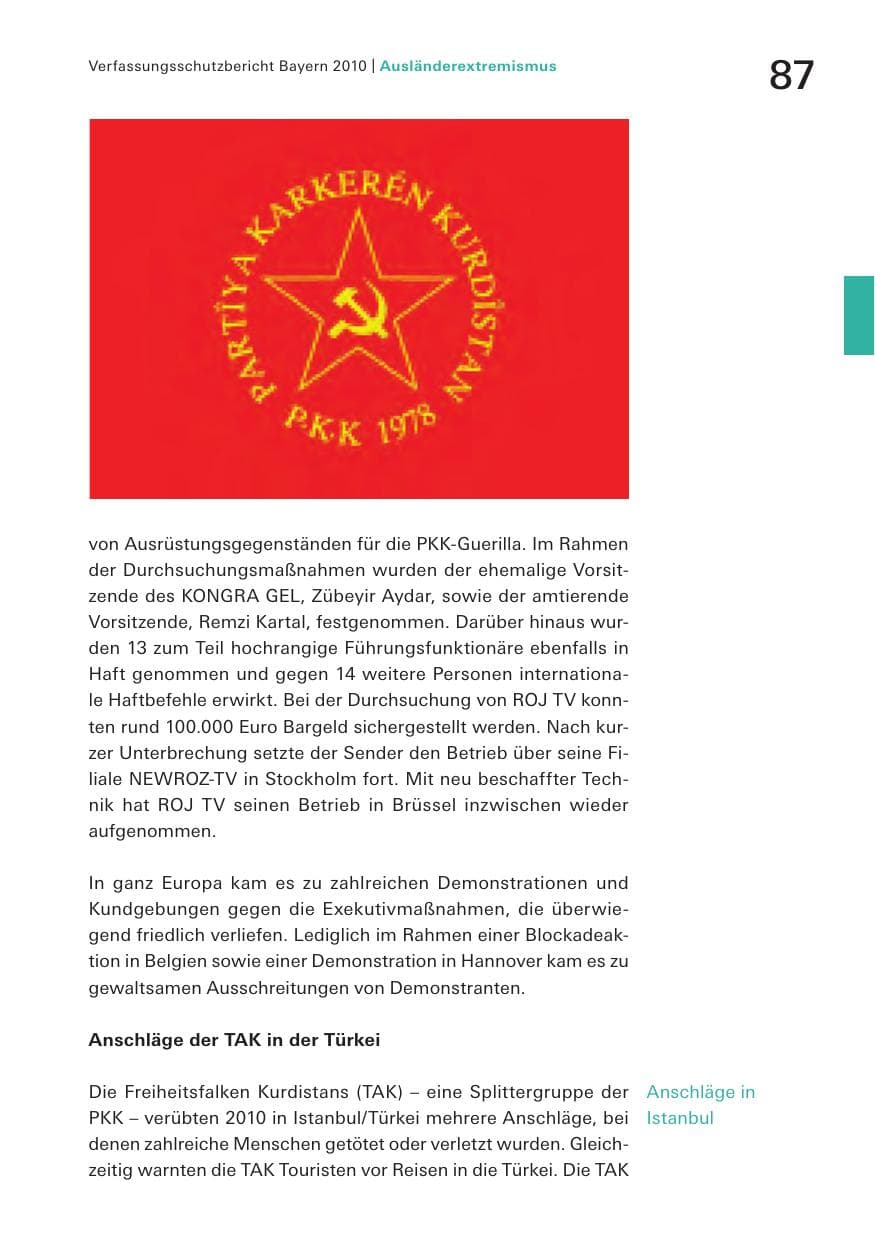 Seite 89 des Verfassungsschutzbericht 2010 Bayern
