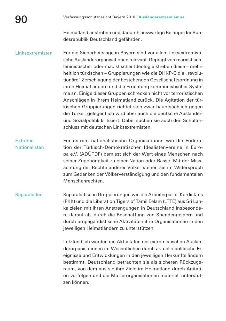Seite 92 des Verfassungsschutzbericht 2010 Bayern