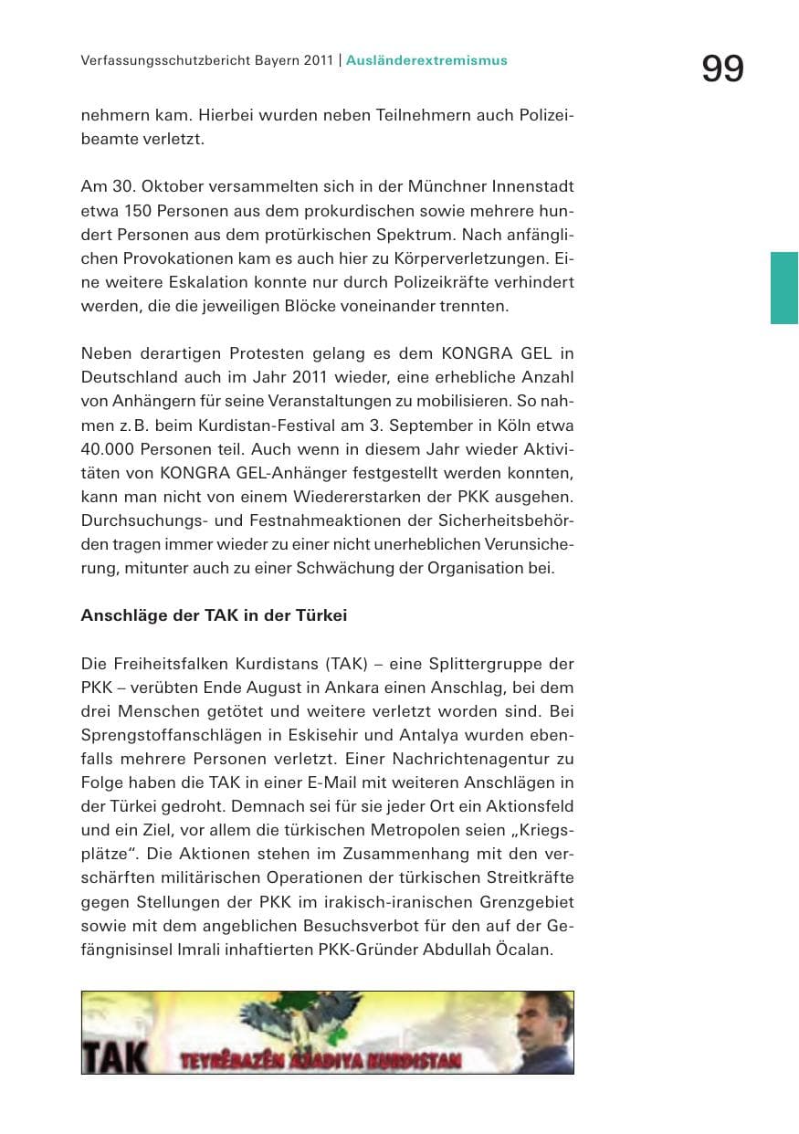 Seite 101 des Verfassungsschutzbericht 2011 Bayern