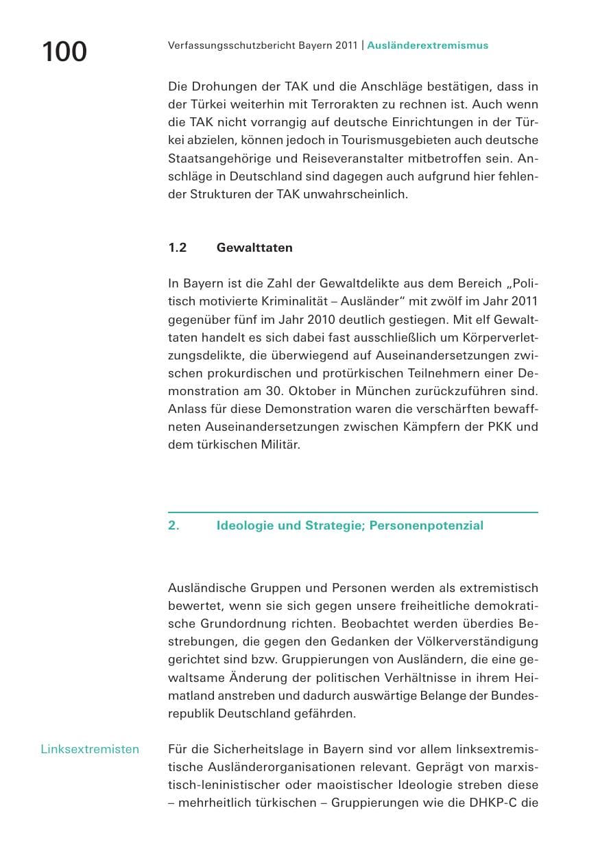 Seite 102 des Verfassungsschutzbericht 2011 Bayern