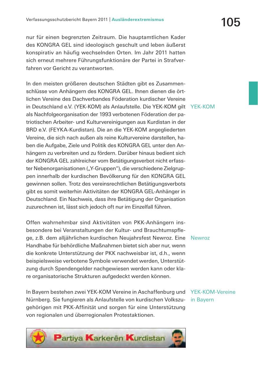 Seite 107 des Verfassungsschutzbericht 2011 Bayern