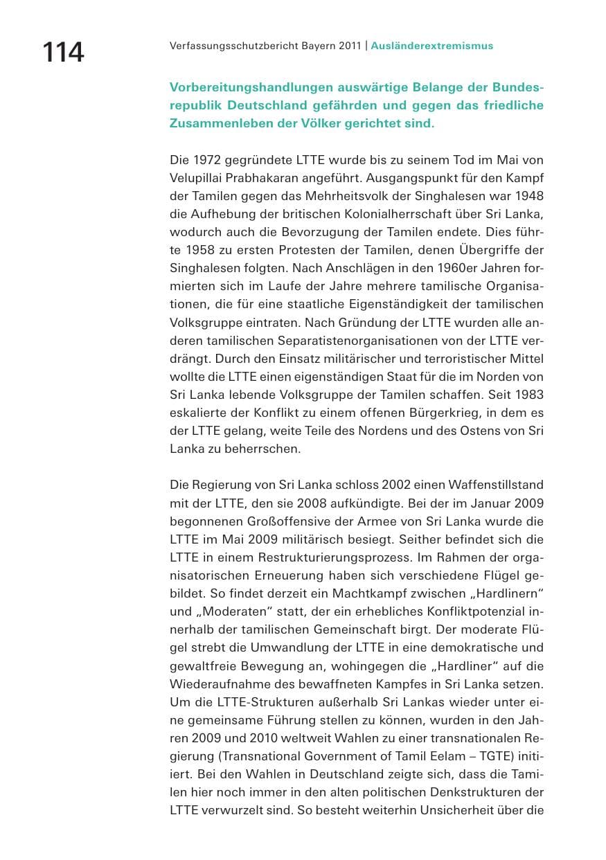 Seite 116 des Verfassungsschutzbericht 2011 Bayern