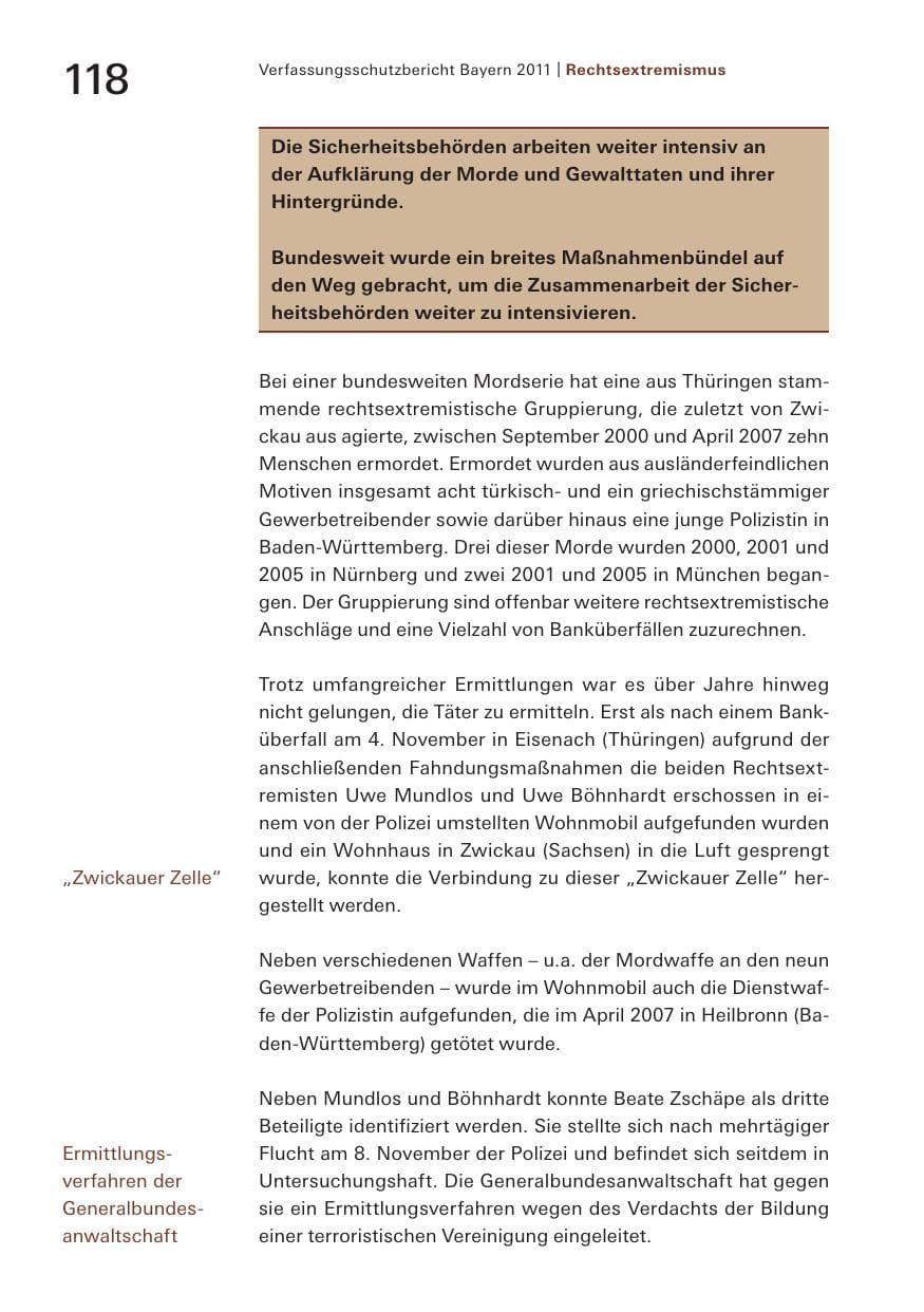 Seite 120 des Verfassungsschutzbericht 2011 Bayern