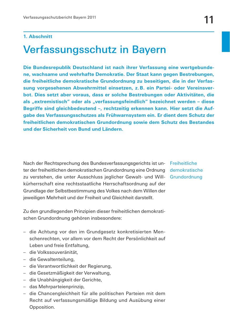 Seite 13 des Verfassungsschutzbericht 2011 Bayern