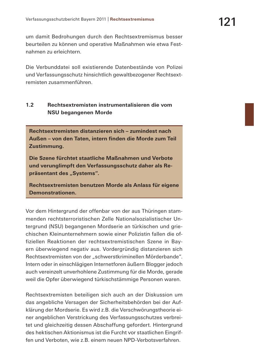 Seite 123 des Verfassungsschutzbericht 2011 Bayern