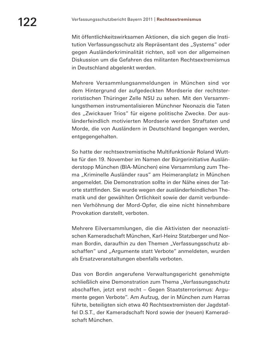 Seite 124 des Verfassungsschutzbericht 2011 Bayern