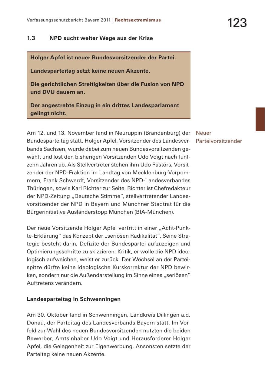 Seite 125 des Verfassungsschutzbericht 2011 Bayern