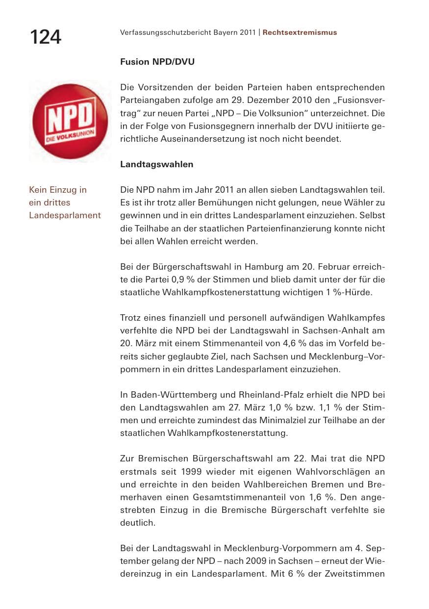 Seite 126 des Verfassungsschutzbericht 2011 Bayern