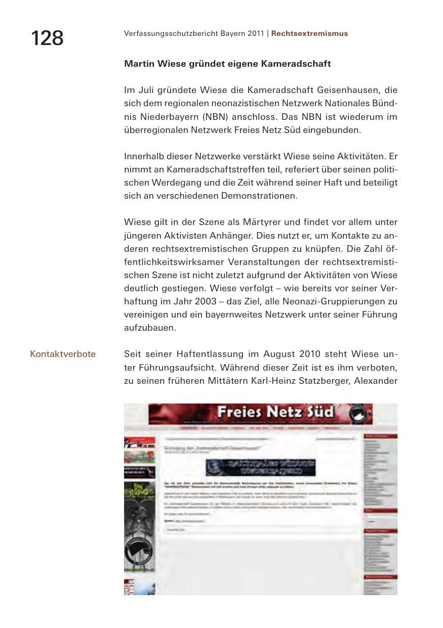 Seite 130 des Verfassungsschutzbericht 2011 Bayern