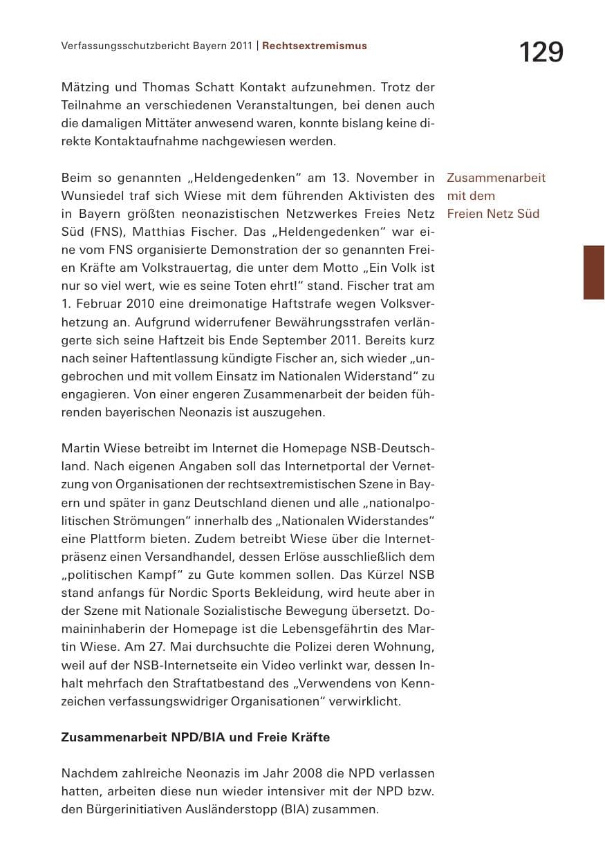 Seite 131 des Verfassungsschutzbericht 2011 Bayern