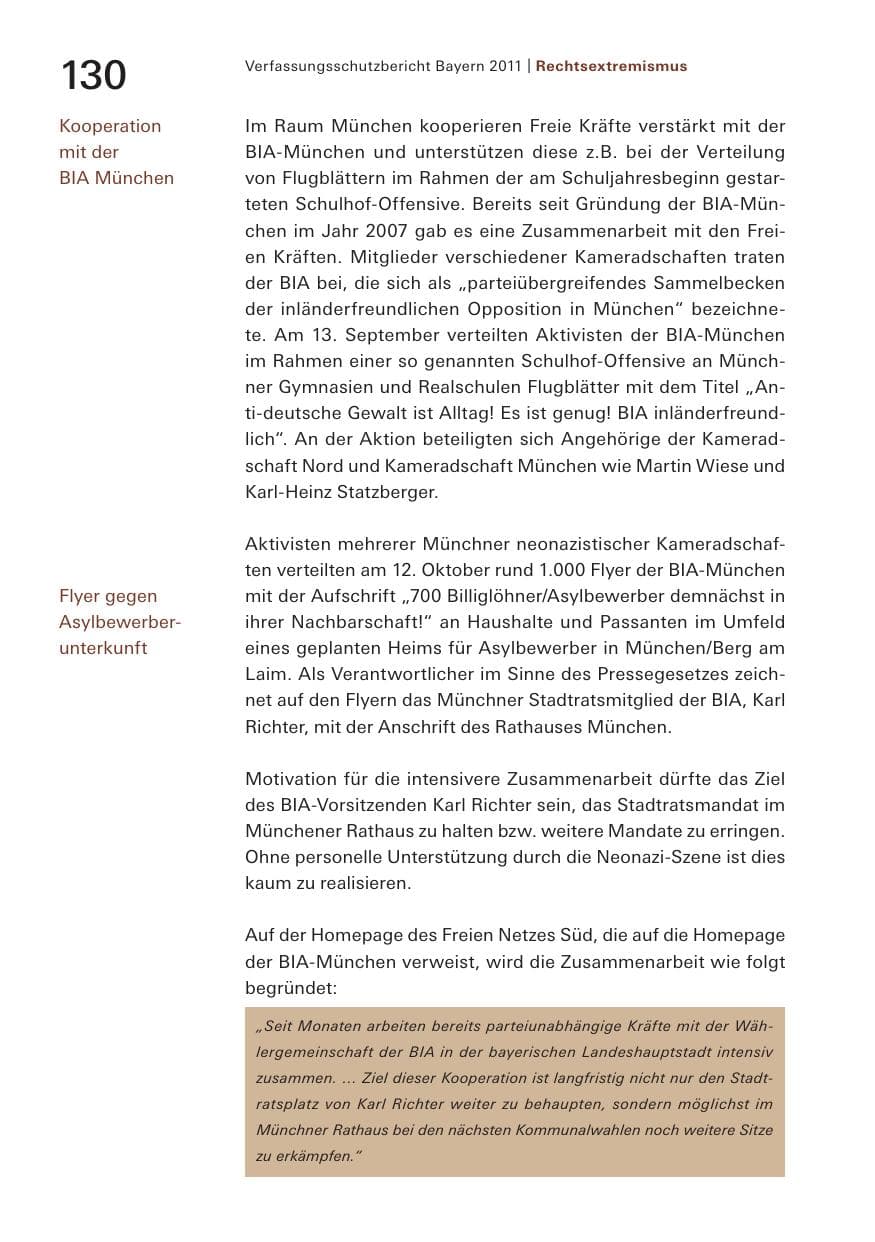 Seite 132 des Verfassungsschutzbericht 2011 Bayern