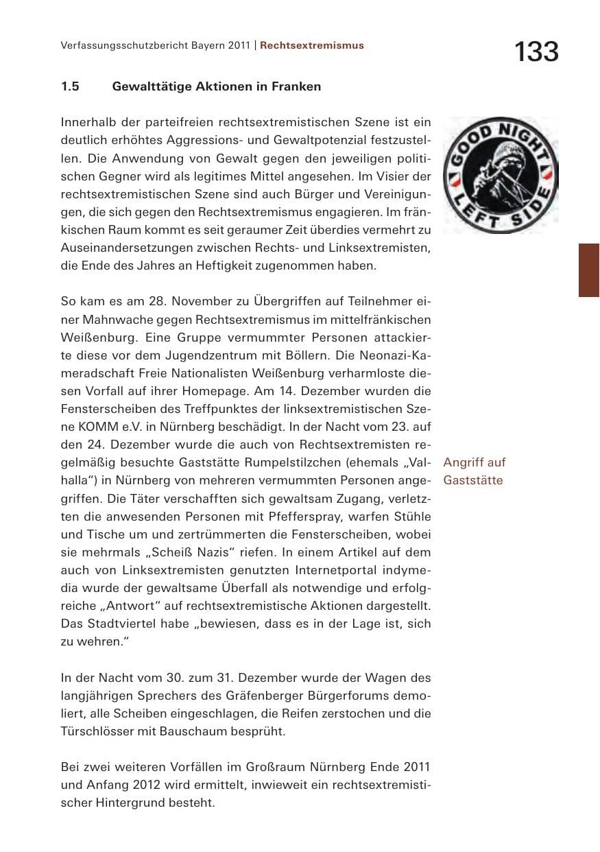 Seite 135 des Verfassungsschutzbericht 2011 Bayern