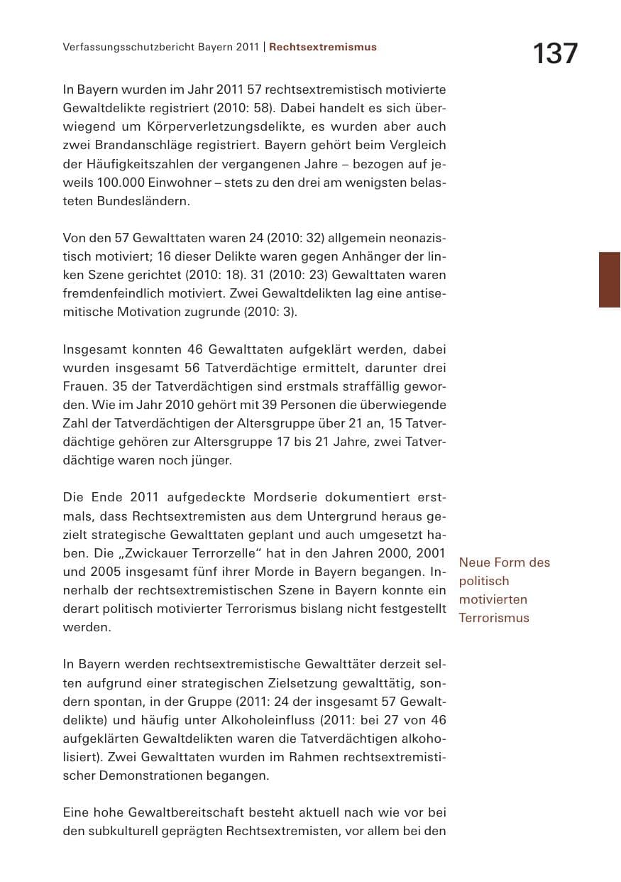 Seite 139 des Verfassungsschutzbericht 2011 Bayern