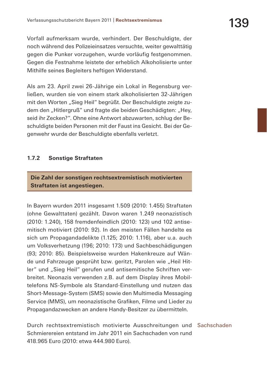 Seite 141 des Verfassungsschutzbericht 2011 Bayern