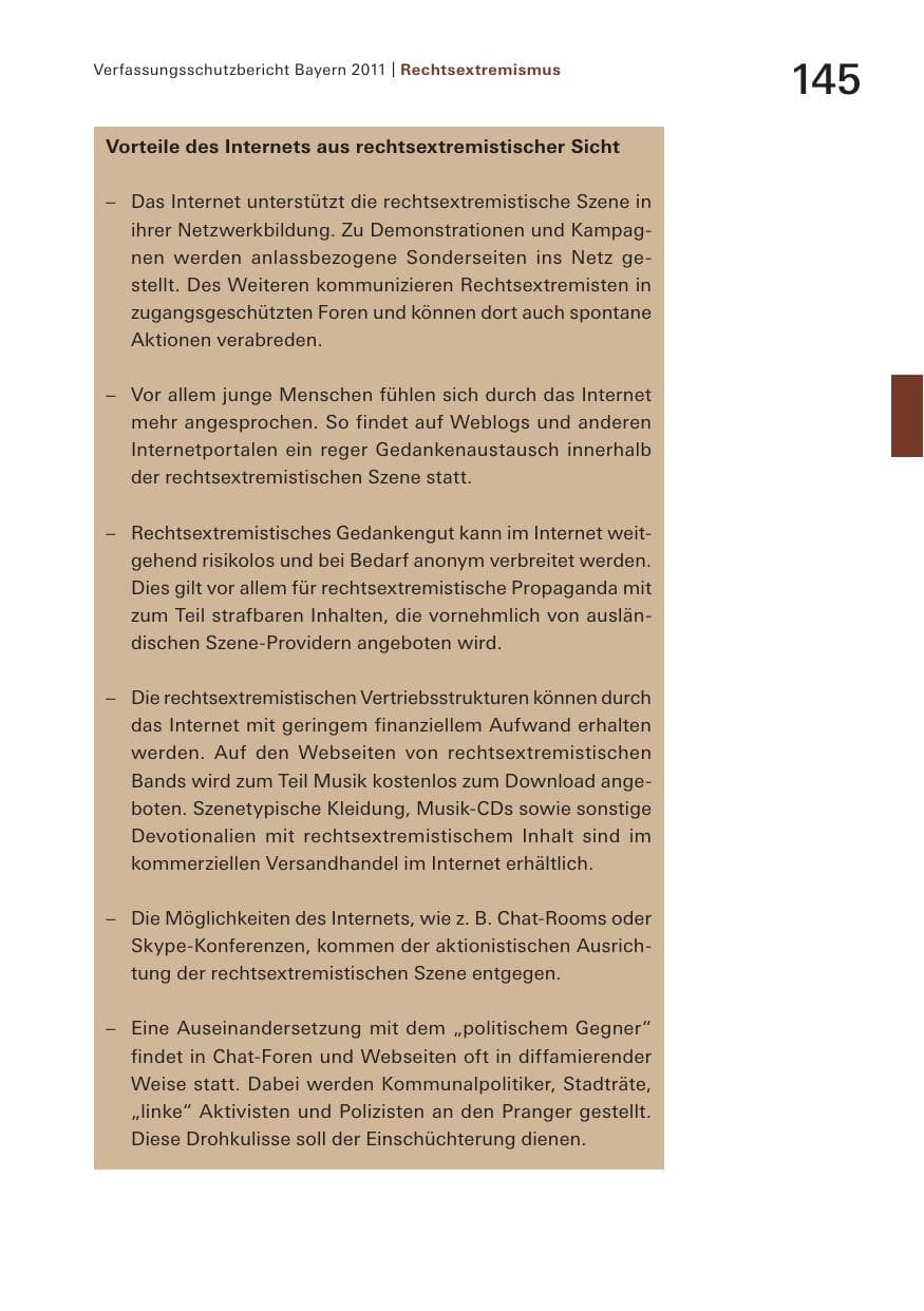 Seite 147 des Verfassungsschutzbericht 2011 Bayern