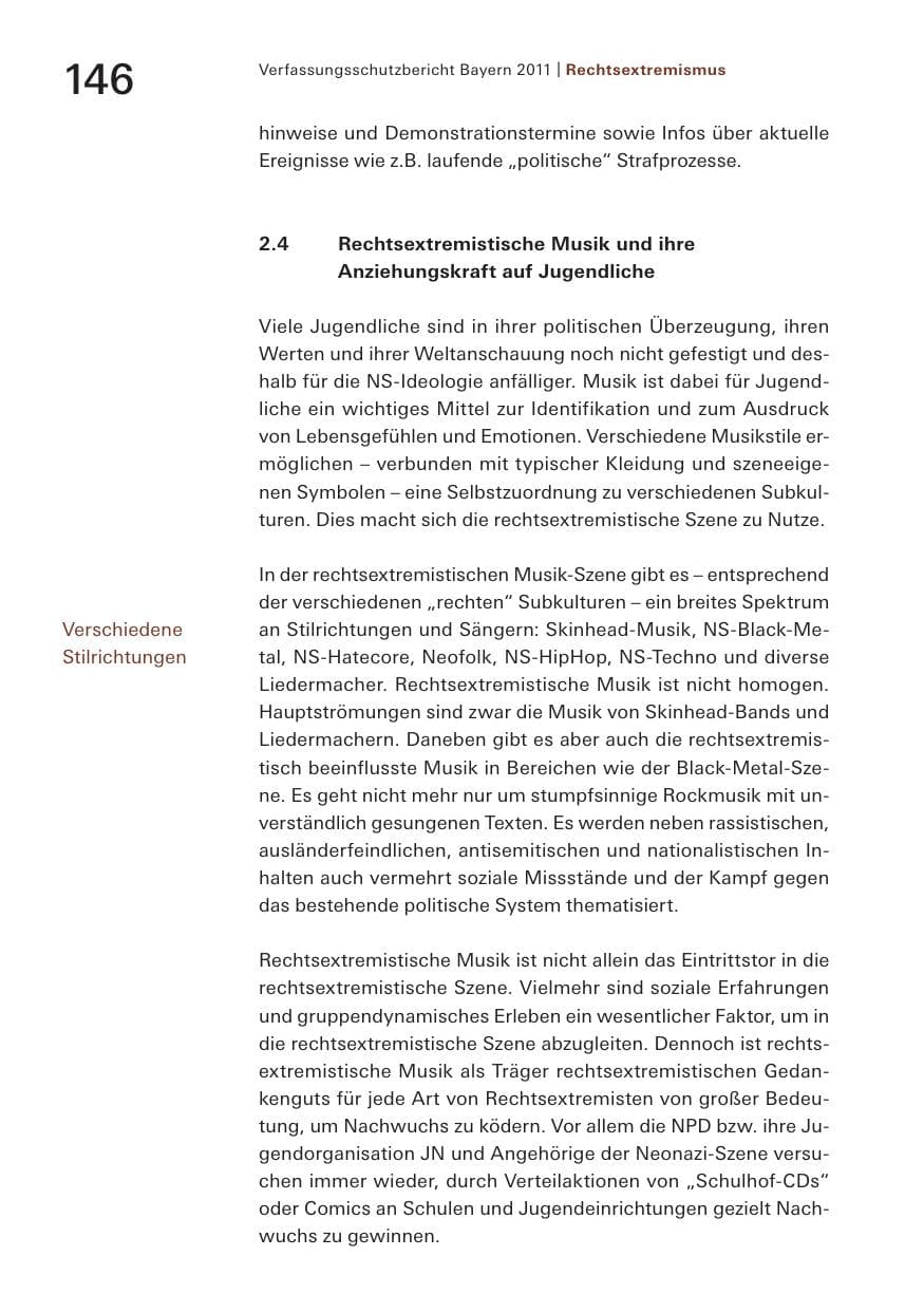 Seite 148 des Verfassungsschutzbericht 2011 Bayern