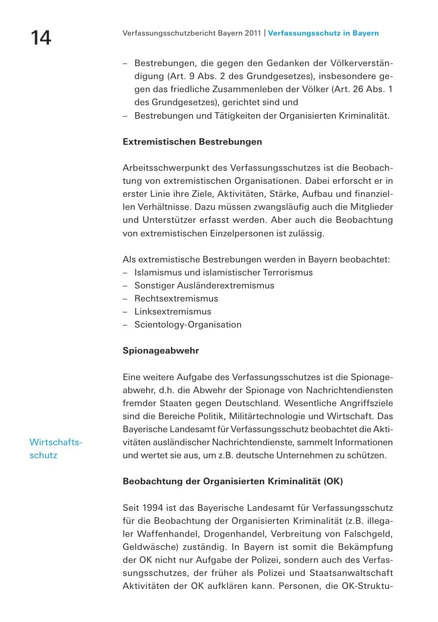 Seite 16 des Verfassungsschutzbericht 2011 Bayern