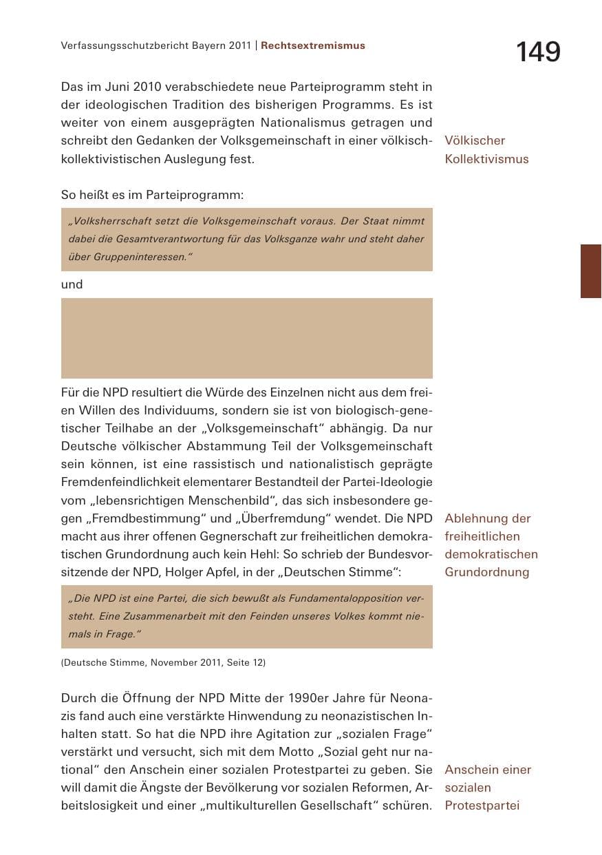 Seite 151 des Verfassungsschutzbericht 2011 Bayern