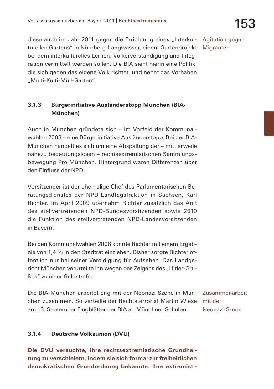 Seite 155 des Verfassungsschutzbericht 2011 Bayern