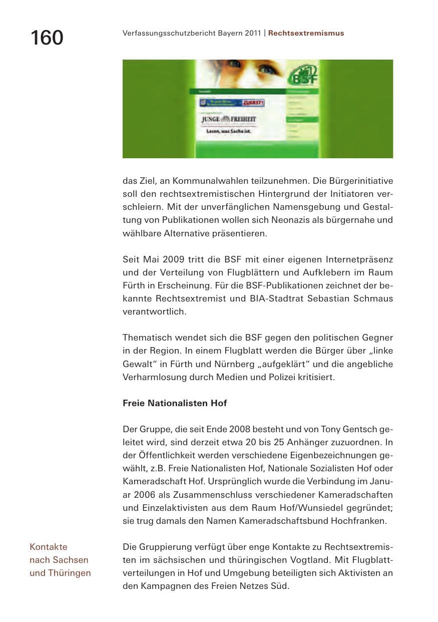 Seite 162 des Verfassungsschutzbericht 2011 Bayern