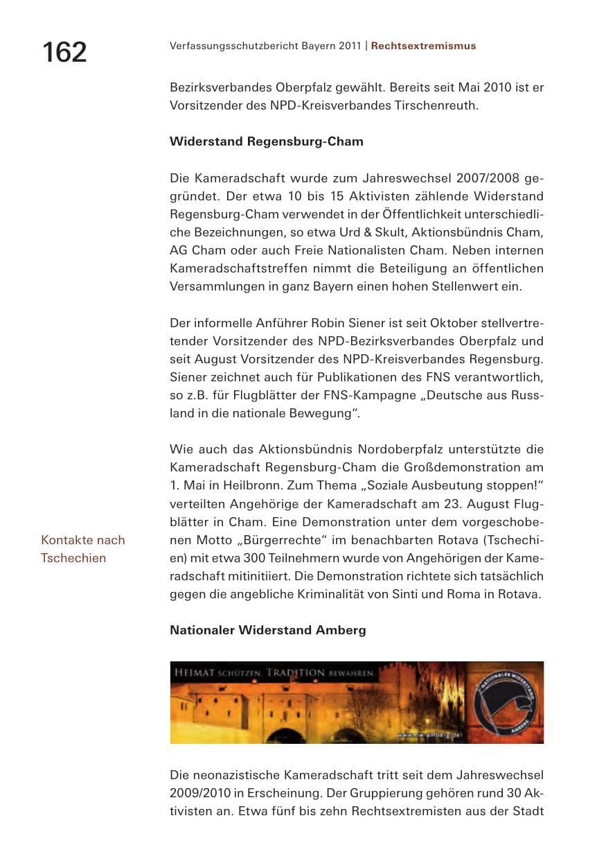 Seite 164 des Verfassungsschutzbericht 2011 Bayern