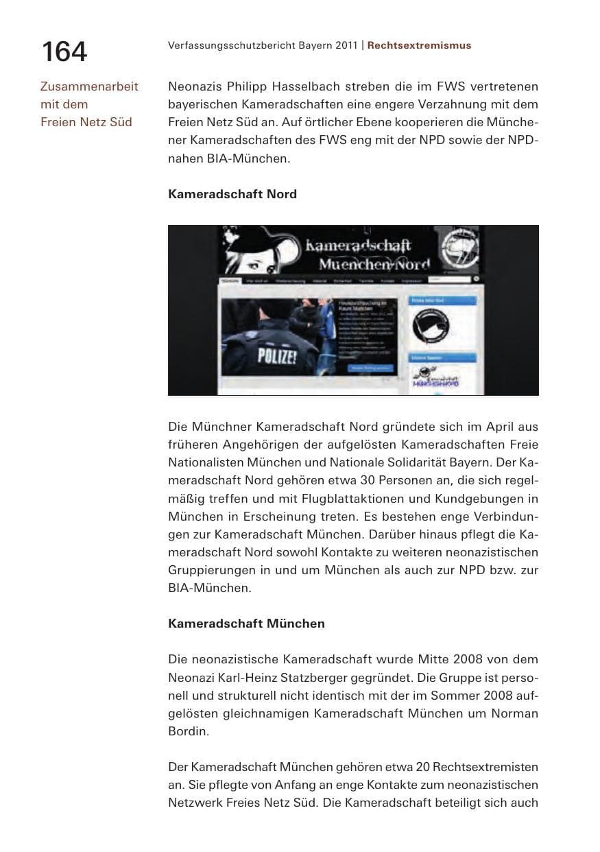 Seite 166 des Verfassungsschutzbericht 2011 Bayern