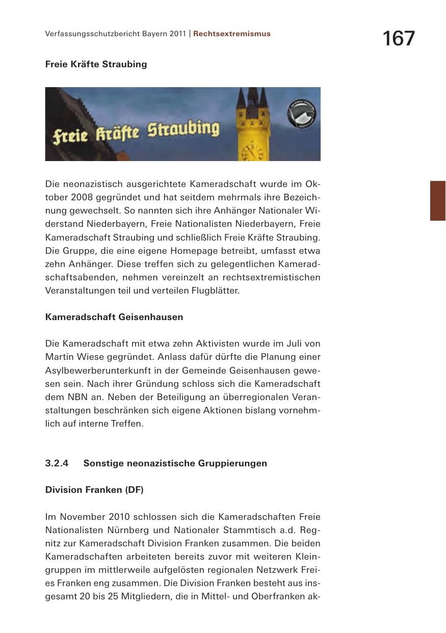 Seite 169 des Verfassungsschutzbericht 2011 Bayern