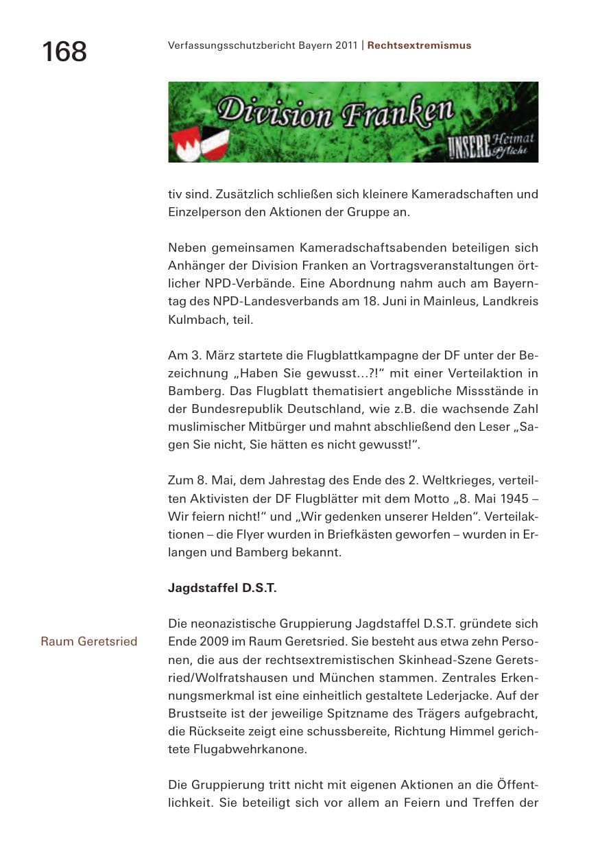 Seite 170 des Verfassungsschutzbericht 2011 Bayern