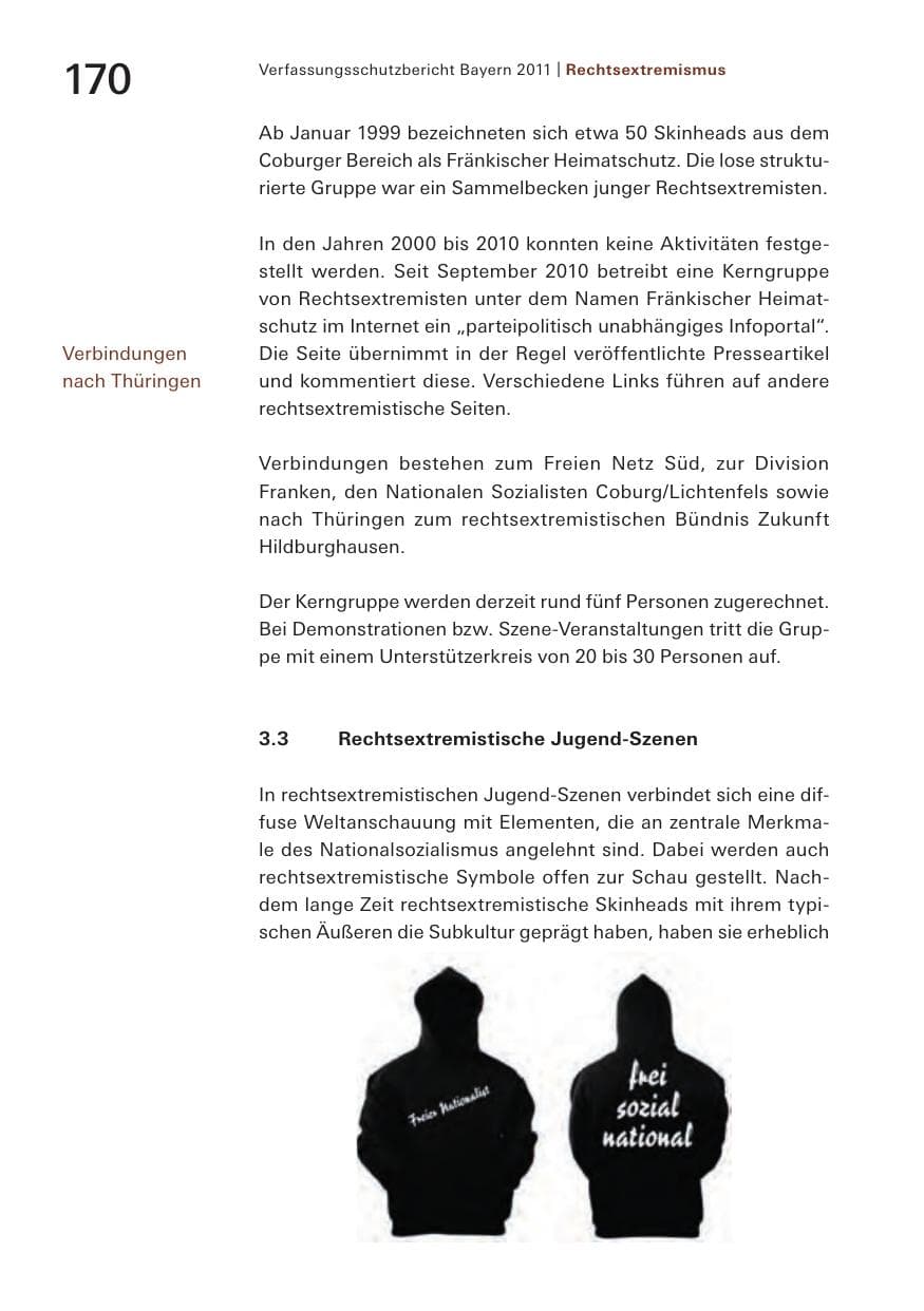 Seite 172 des Verfassungsschutzbericht 2011 Bayern