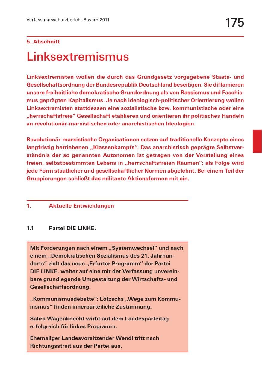 Seite 177 des Verfassungsschutzbericht 2011 Bayern
