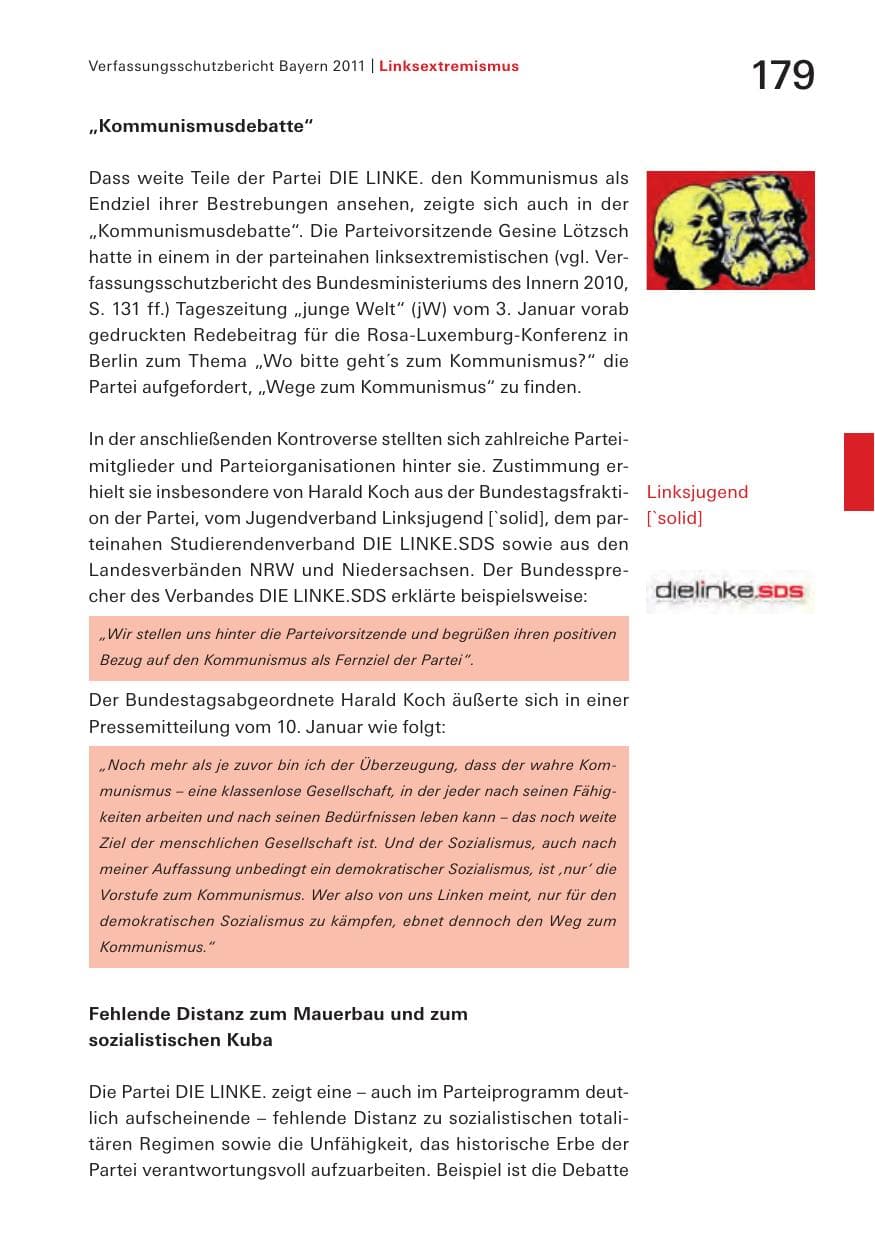 Seite 181 des Verfassungsschutzbericht 2011 Bayern