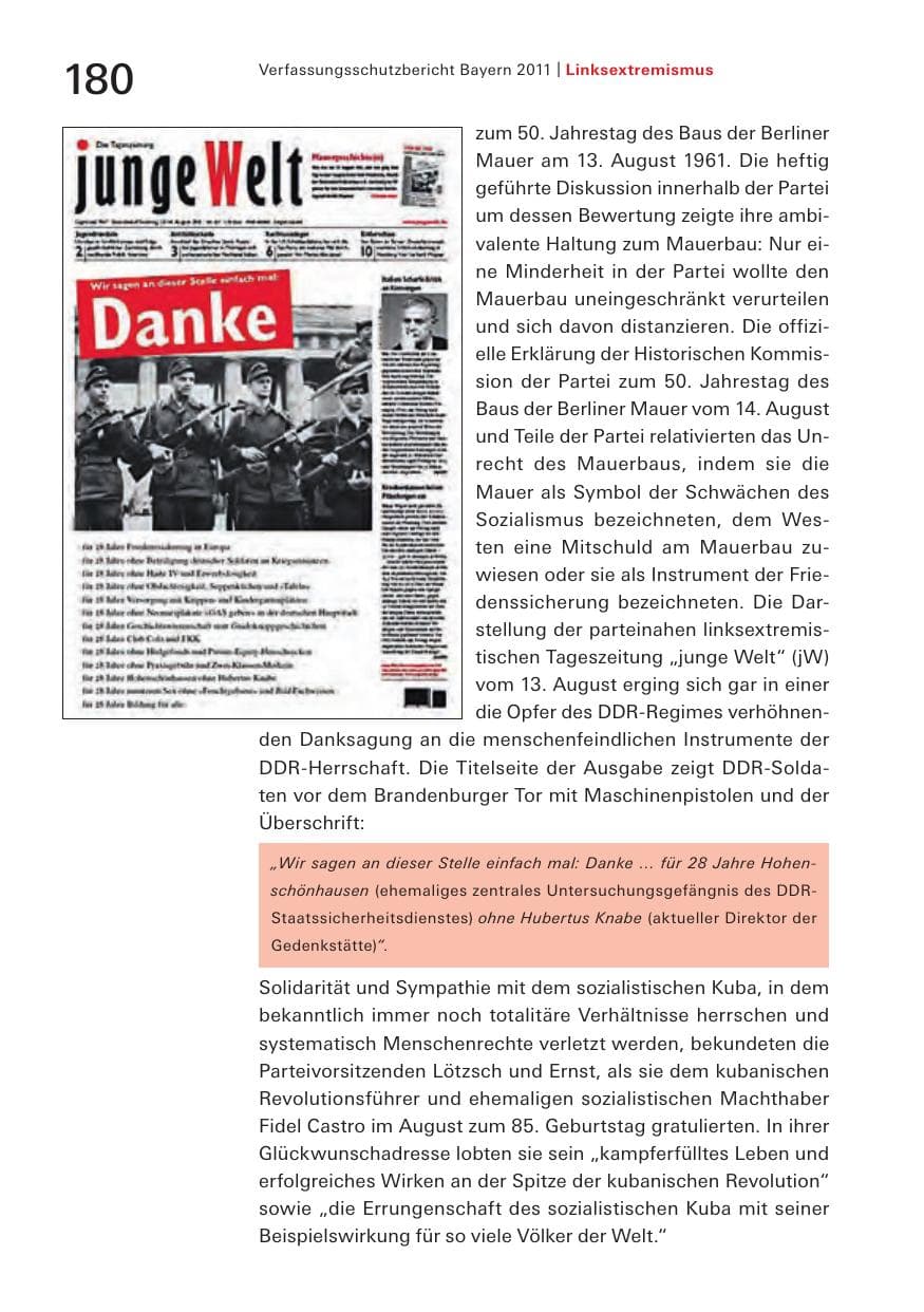 Seite 182 des Verfassungsschutzbericht 2011 Bayern