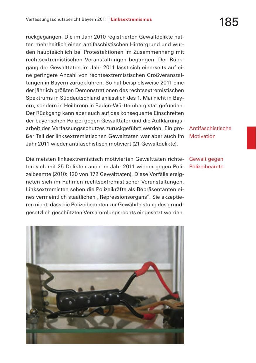 Seite 187 des Verfassungsschutzbericht 2011 Bayern