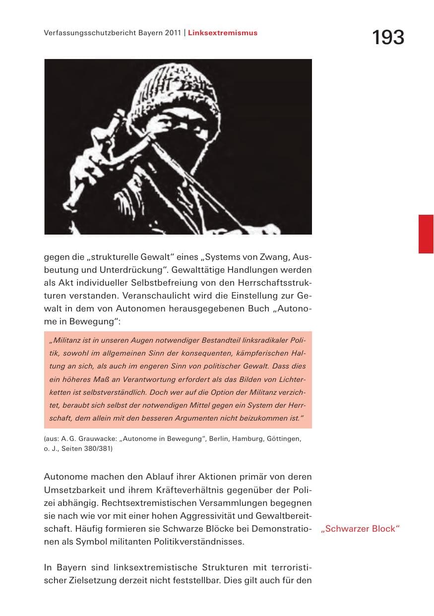 Seite 195 des Verfassungsschutzbericht 2011 Bayern