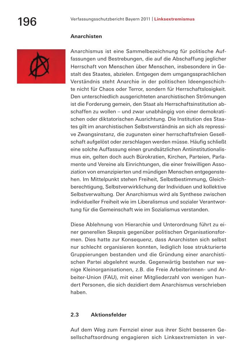 Seite 198 des Verfassungsschutzbericht 2011 Bayern