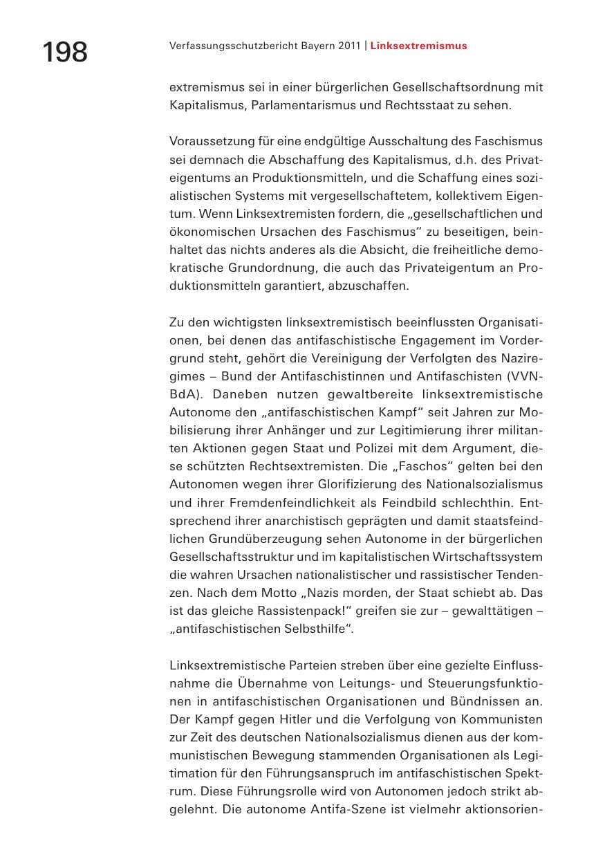 Seite 200 des Verfassungsschutzbericht 2011 Bayern