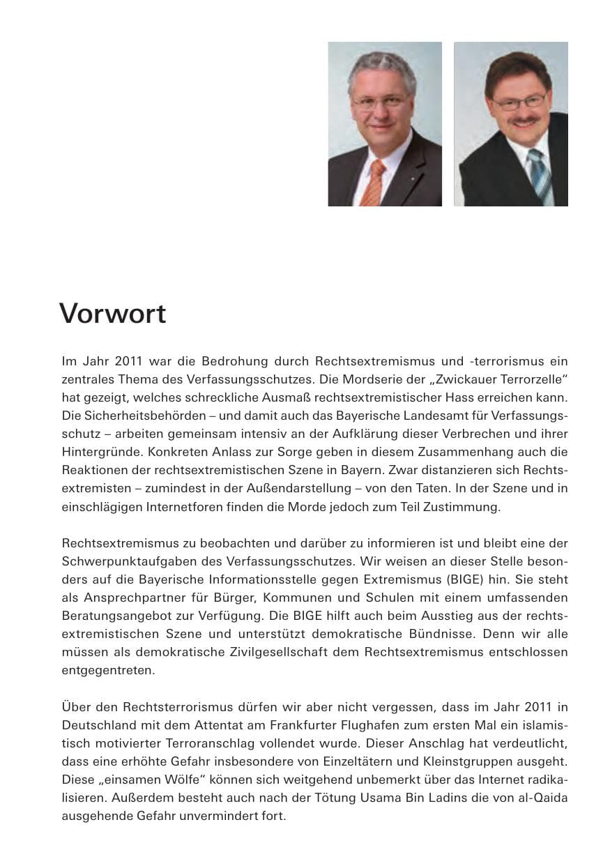 Seite 3 des Verfassungsschutzbericht 2011 Bayern