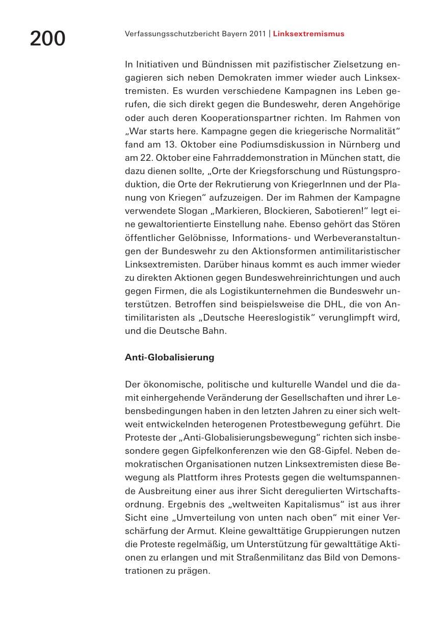 Seite 202 des Verfassungsschutzbericht 2011 Bayern