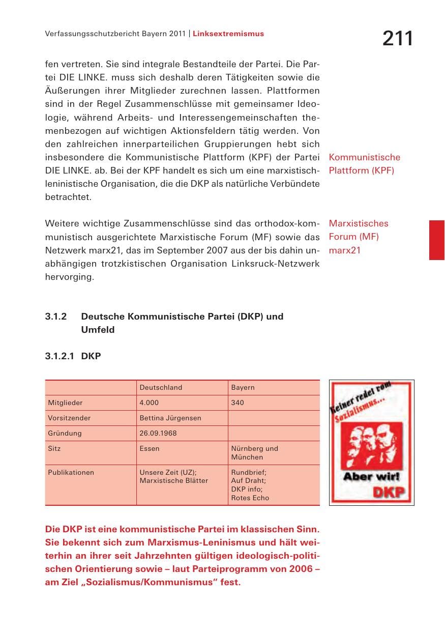 Seite 213 des Verfassungsschutzbericht 2011 Bayern