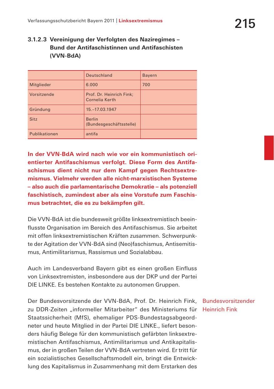 Seite 217 des Verfassungsschutzbericht 2011 Bayern