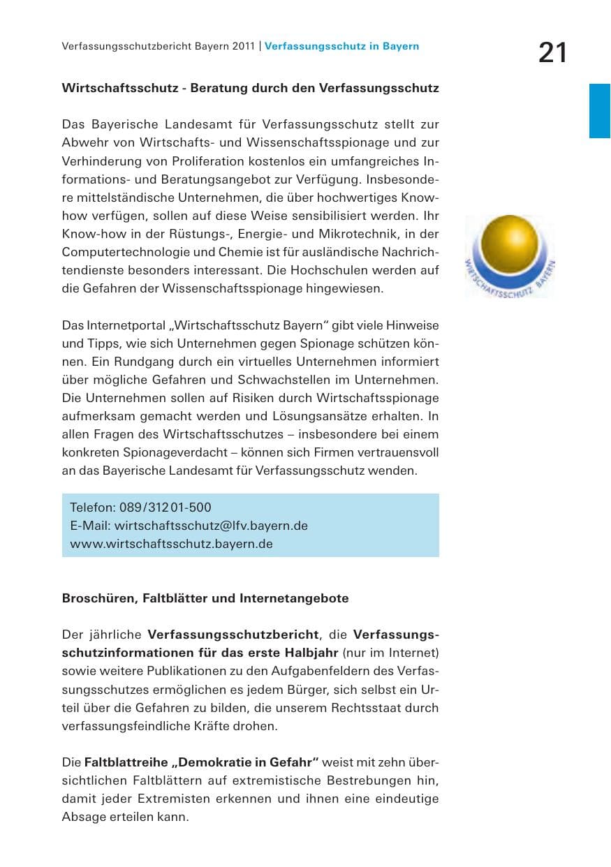 Seite 23 des Verfassungsschutzbericht 2011 Bayern
