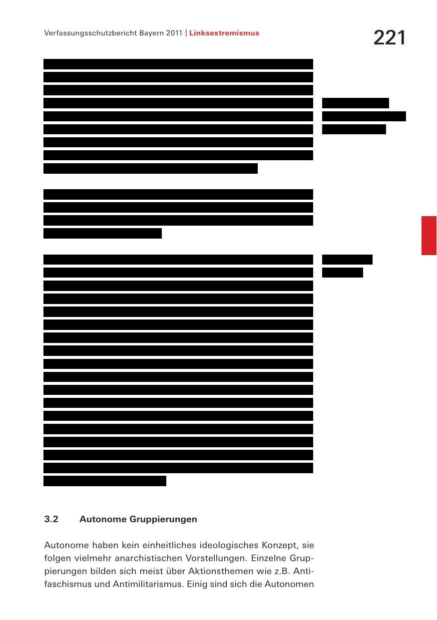 Seite 223 des Verfassungsschutzbericht 2011 Bayern