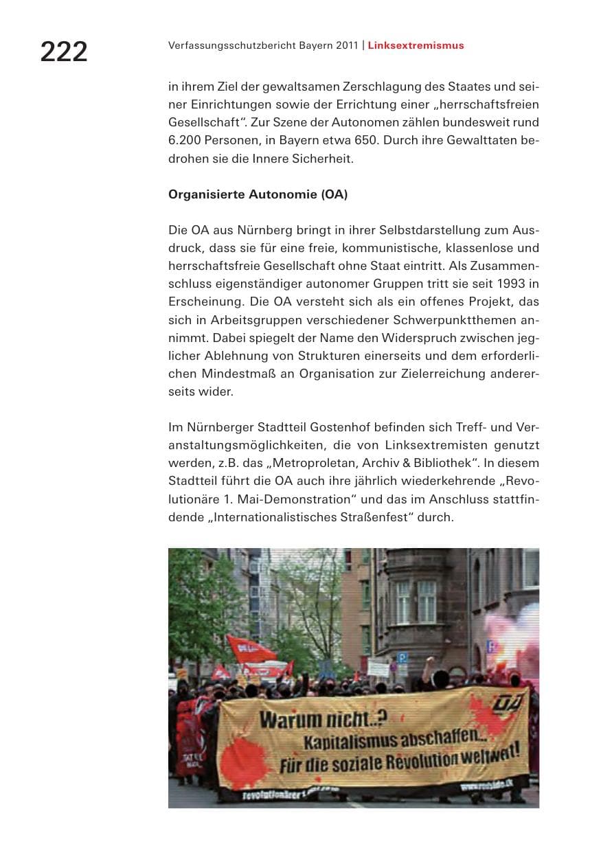 Seite 224 des Verfassungsschutzbericht 2011 Bayern