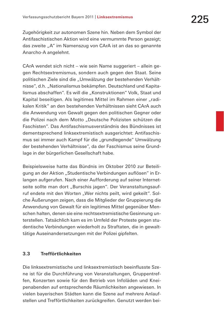 Seite 227 des Verfassungsschutzbericht 2011 Bayern