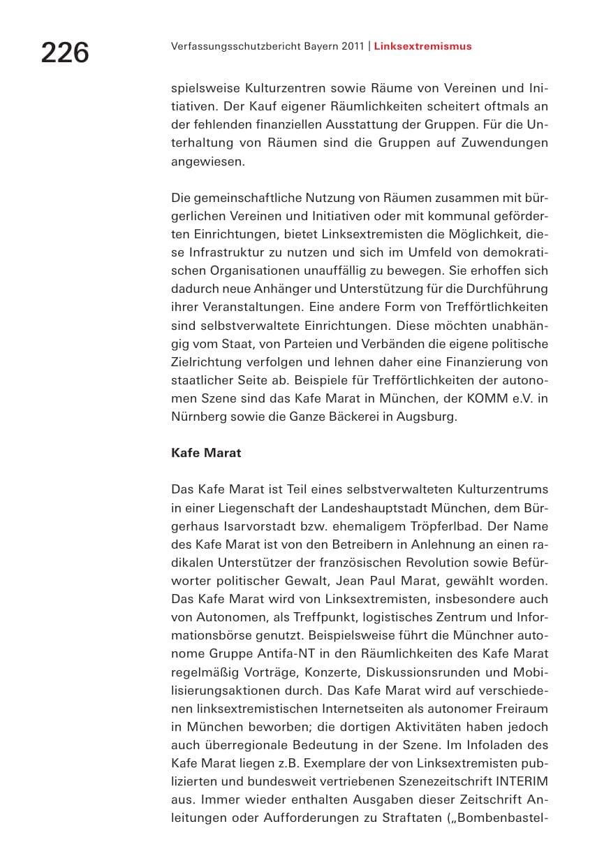 Seite 228 des Verfassungsschutzbericht 2011 Bayern