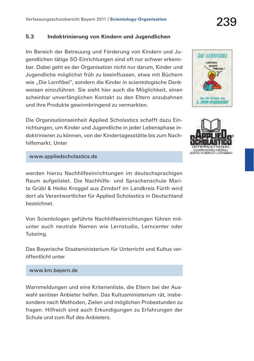 Seite 241 des Verfassungsschutzbericht 2011 Bayern