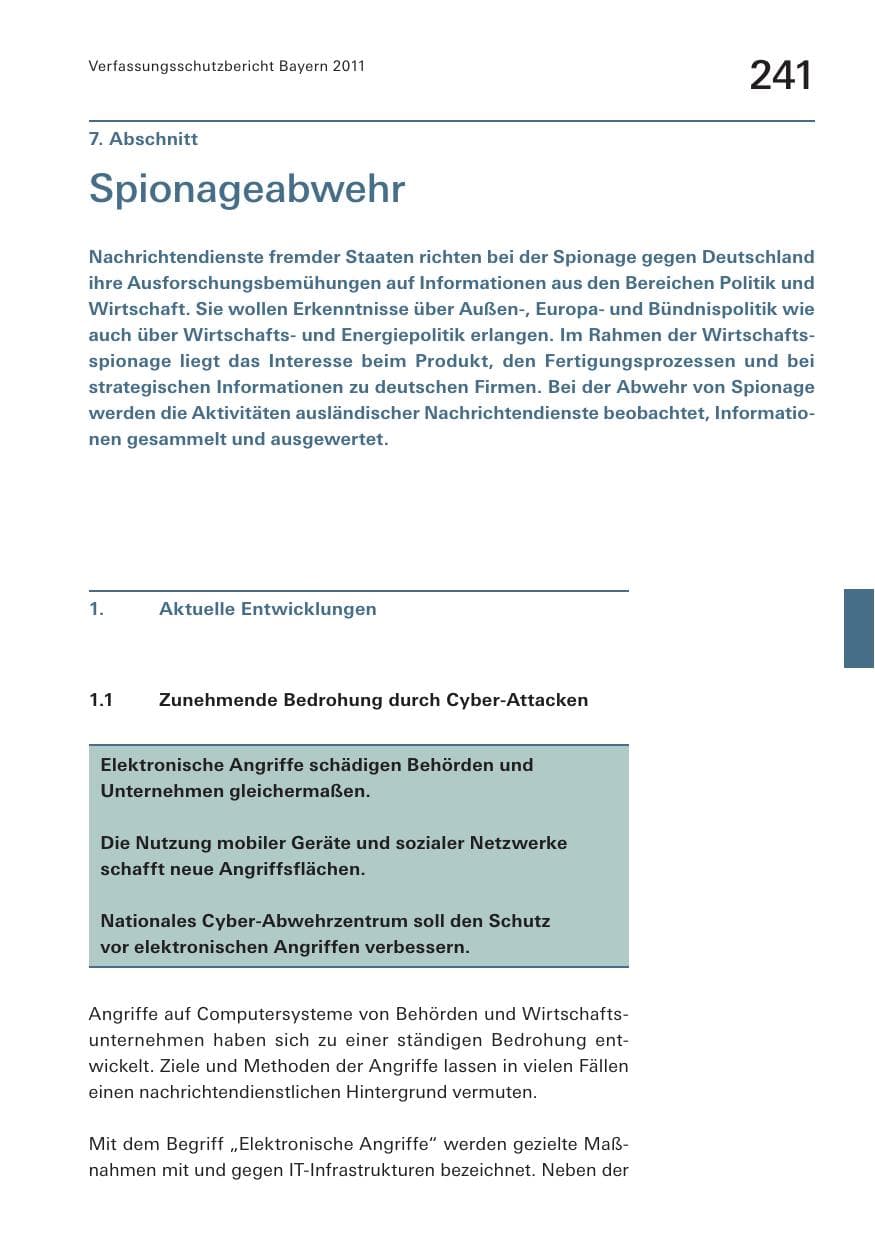 Seite 243 des Verfassungsschutzbericht 2011 Bayern