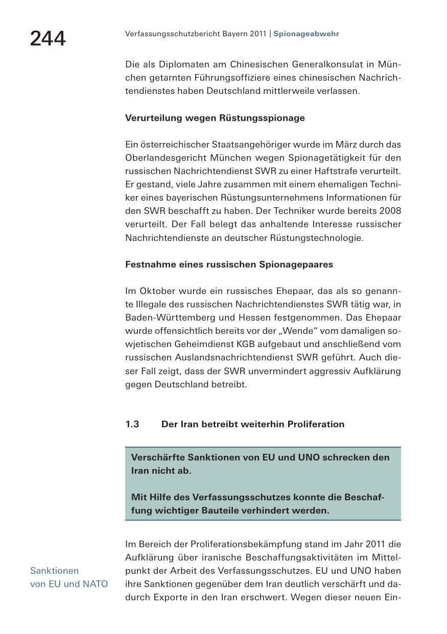 Seite 246 des Verfassungsschutzbericht 2011 Bayern